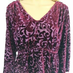 Cut Loose Medium Silk Blend Purple Blouse V Neck